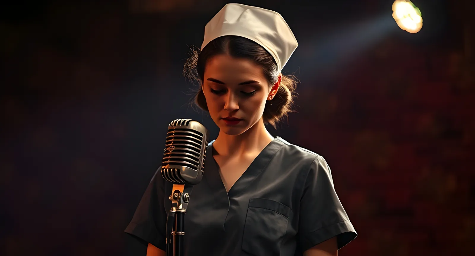 Nurse Blake performing nurse-themed comedy on stage at Mayo Performing Arts Center