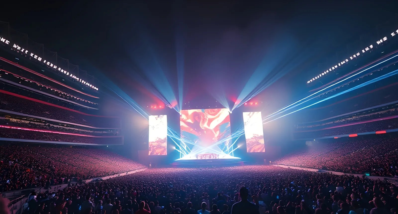 Usher and Chris Brown performing on stage at MetLife Stadium on The R&B Tour